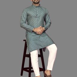 Men Cotton Blend Kurta Pyjama Set-image-57