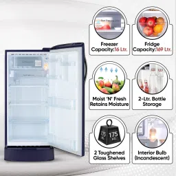 lg 185 L Direct Cool Single Door 5 Star Refrigerator with Base Drawer with Smart Inverter Compressor, Fast Ice Making image 3