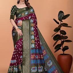 VS MALL Lavender Art Silk Sarees-image-63