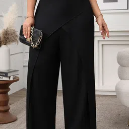 StyleCast x Revolte Women Solid Loose Fit Mid-Rise Wrinkle Free Trousers-image-82