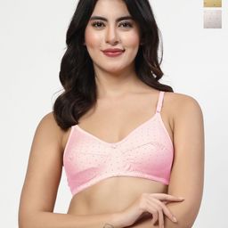 LILY Egatniv Pack of 3 Full Coverage Seamed Non Padded Printed Bra-49