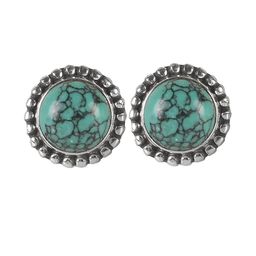 FUSIONARI Women 925 Sterling Silver Turquoise Studs Earrings-image-96