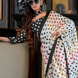 Mitera Polka Dot Poly Crepe Patola Saree image 4