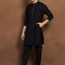 Melange by Lifestyle Men Embroidered Viscose Rayon Kurtas-picture-12