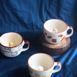 WEAVING HOMES White & Blue Printed Ceramic Glossy Mugs Set of Cups and Mugs-11