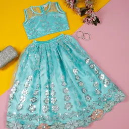 SAKA DESIGNS Girls Embroidered Sequinned Ready to Wear Lehenga &-picture-13