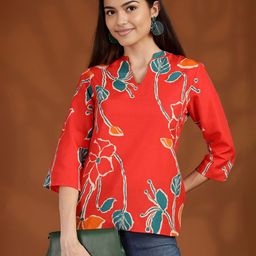 Anouk Women Floral Printed Mandarin Collar Regular Top-image-21