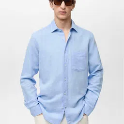 MANGO MAN Linen Cotton Casual Shirt-image-90