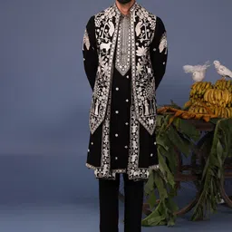 KALPRAAG Men Floral Embroidered Regular Sequinned Kurta with Trousers & With Dupatta-picture-25
