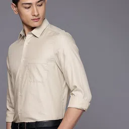 Louis Philippe Pure Cotton Self Design Classic Fit Textured Formal Shirt-picture-34