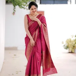 VASTRAHUT Woven Design Zari Silk Blend Handloom Banarasi Saree-picture-16