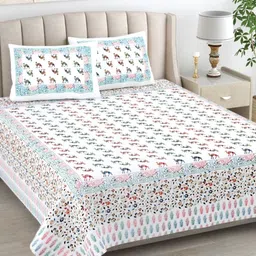 The Craft Monk White King Bedsheet with 2 Pillow Covers-image-68