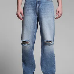 Jack & Jones Men Wide Leg High-Rise Slash Knee Heavy Fade Jeans-picture-10