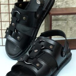 G L Trend Black Leather Sandals-image-91