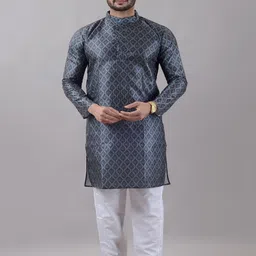 VILLAIN Men Geometric Printed Regular Kurta with Pyjamas-picture-8