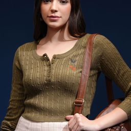 Tokyo Talkies Women Self Design Cable Knit Pullover-picture-21