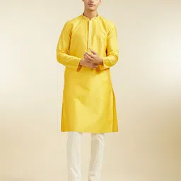 Diwas by Manyavar Ethnic Motifs Woven Design Mandarin Collar Straight Kurta-image-62