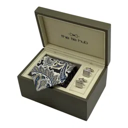 The Tie Hub Men Accessory Gift Set Of Textured Necktie And Cufflinks-image-12