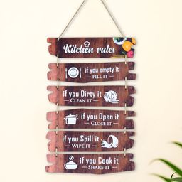 INTERNATIONAL GIFT Brown & White Rustic Kitchen Rules Wall Hanging-picture-8
