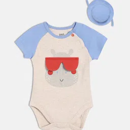 MINI KLUB Infant Boys Applique Cotton Bodysuit With Cap-image-37