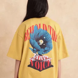 RAREISM Women Graphic Printed Round Neck Cotton Oversized T-shirt-image-98