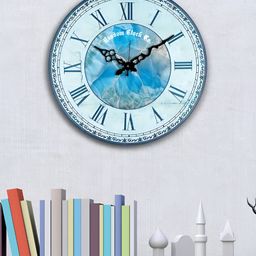 RANDOM Blue & White Abstract Printed Analogue Contemporary Silent Wall Clock-38