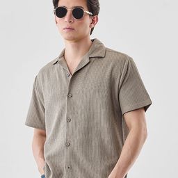 Snitch Men Textured Cuban Collar Casual Shirt-picture-42
