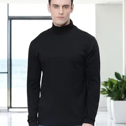 Kryptic Men Solid High Neck Pure Cotton T-shirt-image-84
