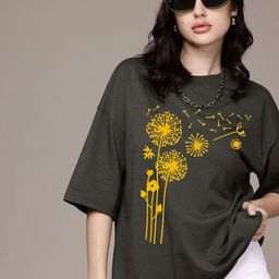 Moda Rapido Women Graphic Printed Round Neck Cotton Oversized T-shirt-picture-37