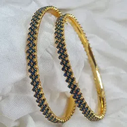 SGA FASHION Set Of 2 Gold-Plated American Diamond Stones Studded Bangles-25