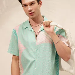 HIGHLANDER Men Abstract Printed Cuban Collar Casual Shirt-picture-42