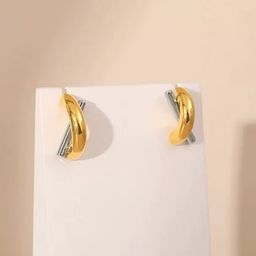 Krelin Rhodium-Plated Dual-Tone Criss-Cross Contemporary studs-image-98