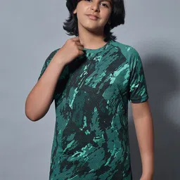 Technosport Boys Abstract Printed Raglan Sleeves Antimicrobial Slim Fit Sports T-shirt-image-56