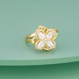 Kushal's Fashion Jewellery White Gold-Plated Trendy Party Zircon Finger Ring-8