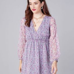 Moda Rapido Floral Print Puff Sleeve Chiffon Fit & Flare Mini Dress-image-63