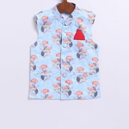 JBN Creation Boys Floral Printed Sleeveless Nehru Jacket-35
