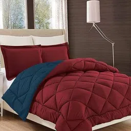 RF RELAXFEEL Blue & Maroon Microfiber Heavy Winter 210 GSM Double Bed Comforter-image-68