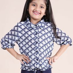 KiddoPanti Print Georgette Shirt Style Top-17