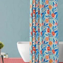 ArtzFolio Blue & Red Floral Printed Waterproof Shower Curtain-picture-12