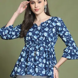 Roly Poly Women Floral Print Sweetheart Neck Cotton Peplum Top-image-83