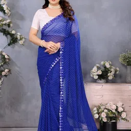 Moda Rapido Blue Embroidered Pure Georgette Leheriya Sarees-picture-23