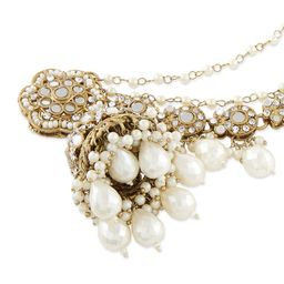 Zaveri Pearls Gold-Plated Stones Studded & Beaded Dome Shaped Jhumkas With Chain image 3