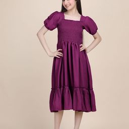 DEKLOOK Puff Sleeve Crepe Formal Fit & Flare Dress-image-95