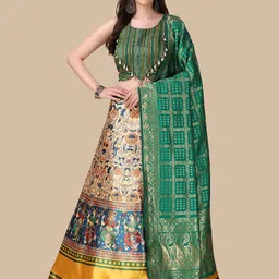 Kaizen TEXO FAB Printed Satin Semi-Stitched Lehenga & Unstitched Blouse With Dupatta-picture-34