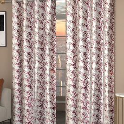 Galaxy Home Decor Purple Set of 2 Floral Window Curtain-image-55