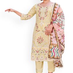 DRAVINAM Trends Floral Embroidered Sequinned Pure Cotton Unstitched Dress Material-picture-22