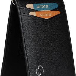 Men & Women Casual Black Genuine Leather RFIDMoney Clip - Mini-image-80