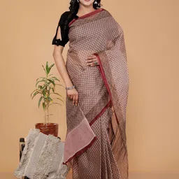 Jevi Prints Ethnic Motifs Pure Cotton Block Print Saree-picture-0