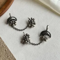 NAMAN ARTS Silver-Plated Contemporary Oxidised Ear Cuff Earrings-picture-47