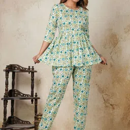 Mehsoos Printed Pure Cotton Top With Trousers Co-Ords-image-74